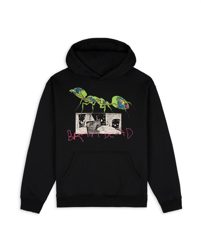 Black Brain Dead Ant War Sweatshirt Hoodie | AU 7426189-UF