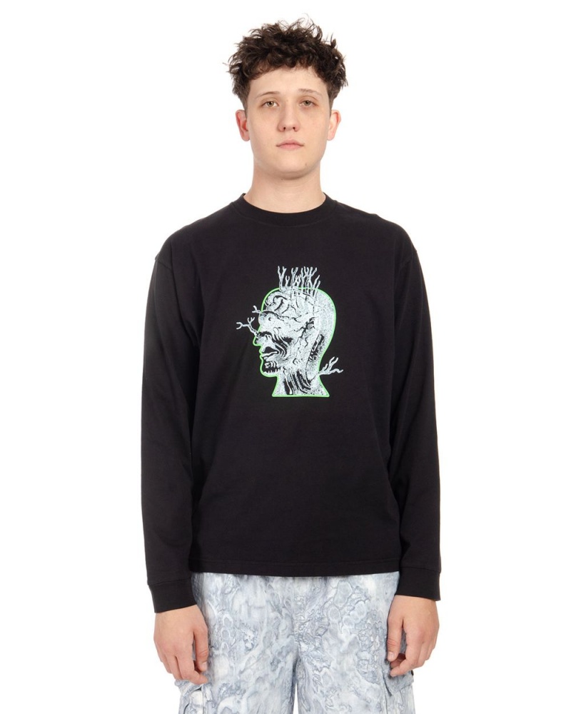 Black Brain Dead Brain Roots Long Sleeve T-Shirt | AU 3021945-JI