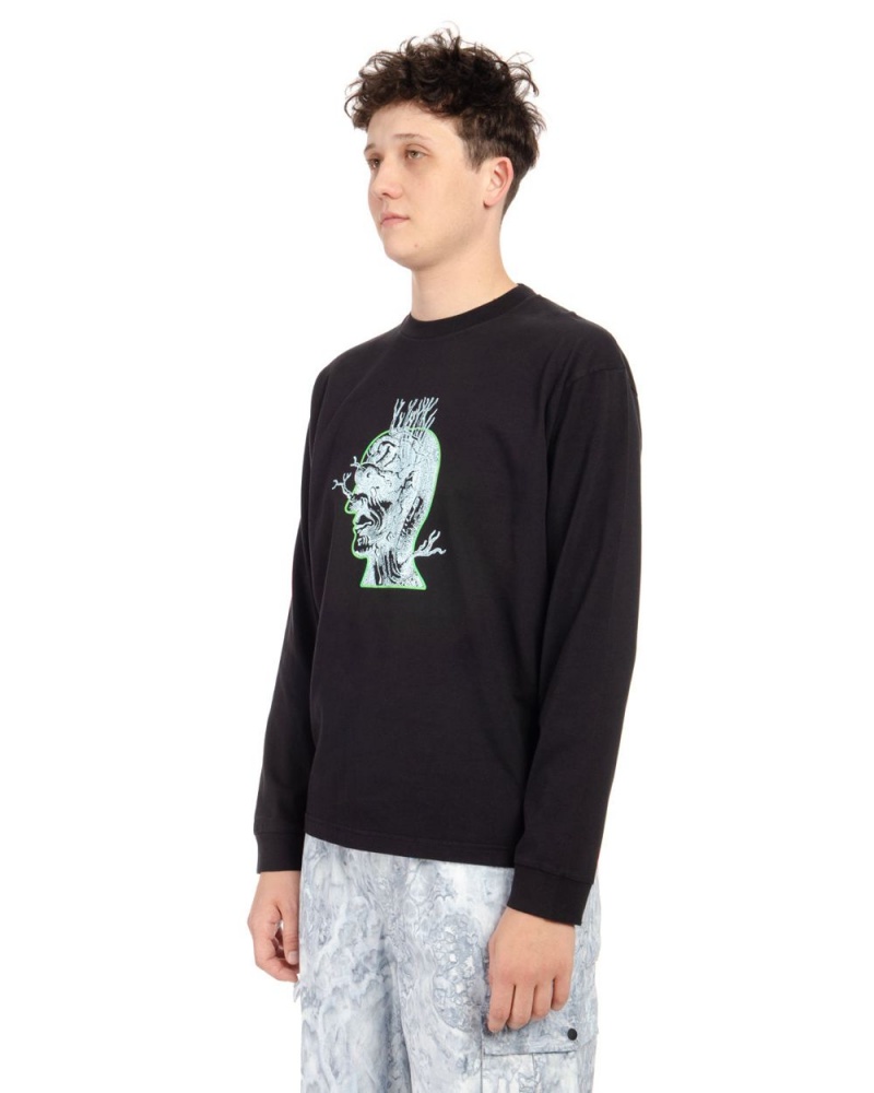 Black Brain Dead Brain Roots Long Sleeve T-Shirt | AU 3021945-JI