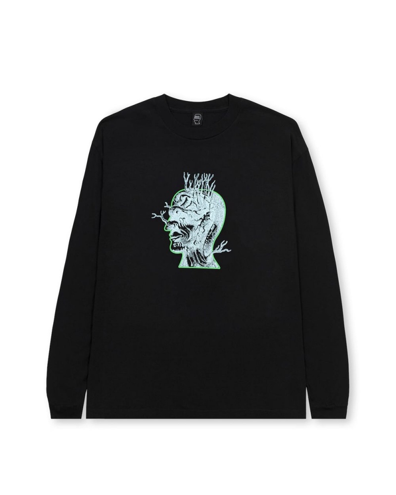 Black Brain Dead Brain Roots Long Sleeve T-Shirt | AU 3021945-JI