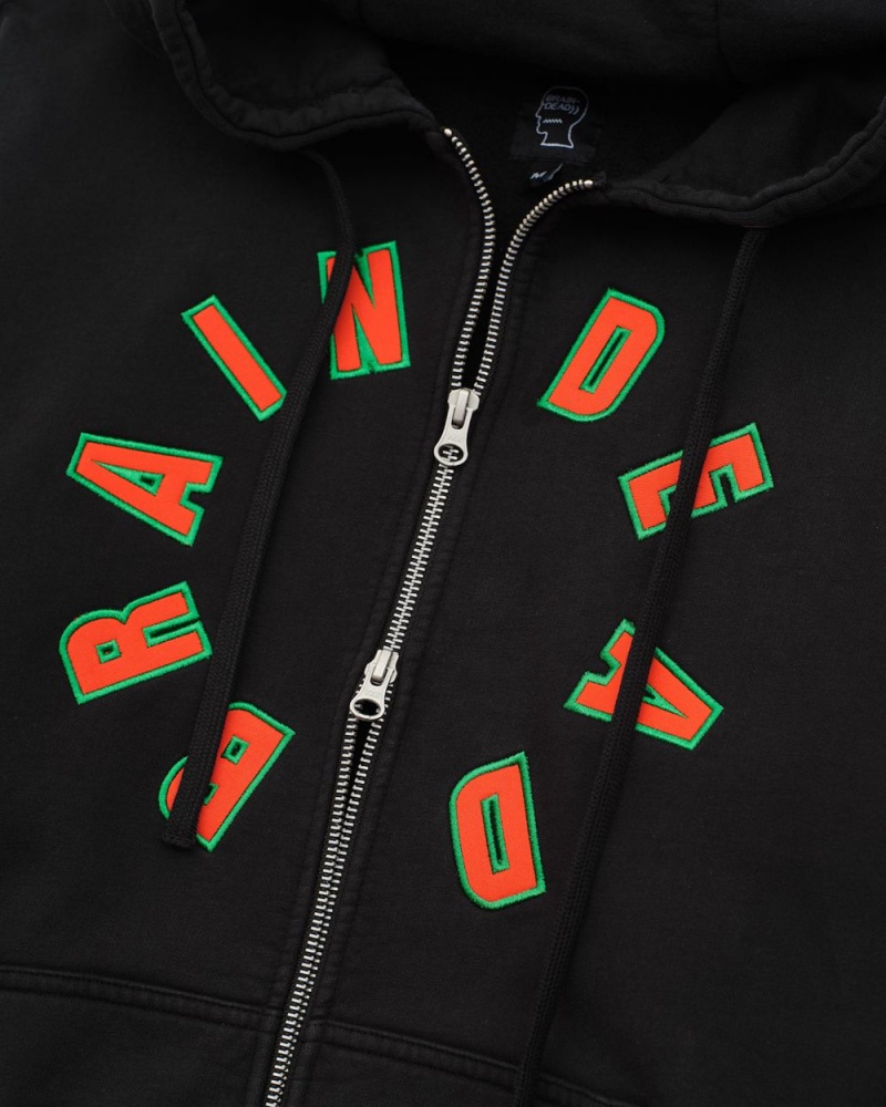 Black Brain Dead Collegiate Zip Up Hoodie | AU 1896230-OV