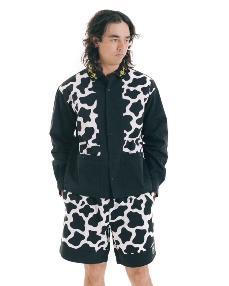 Black Brain Dead Cow Cabana Shirt | AU 8391405-LN