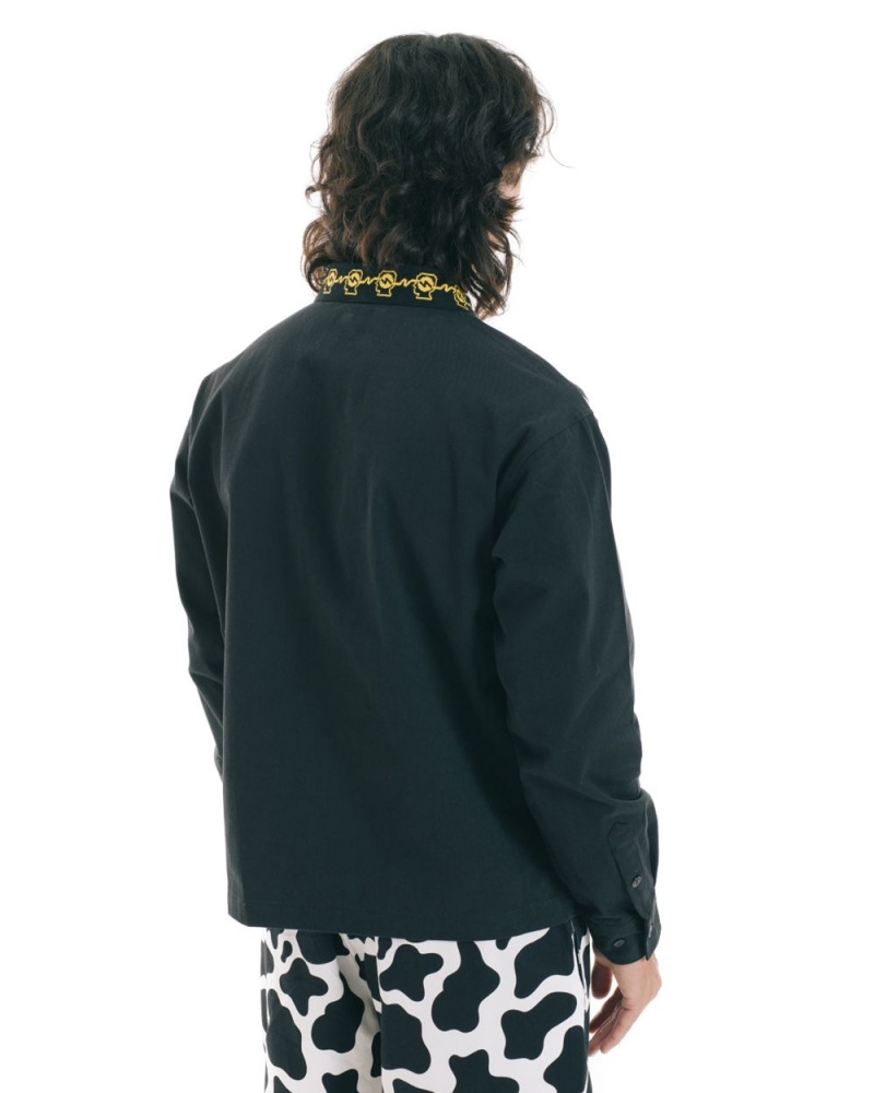 Black Brain Dead Cow Cabana Shirt | AU 8391405-LN