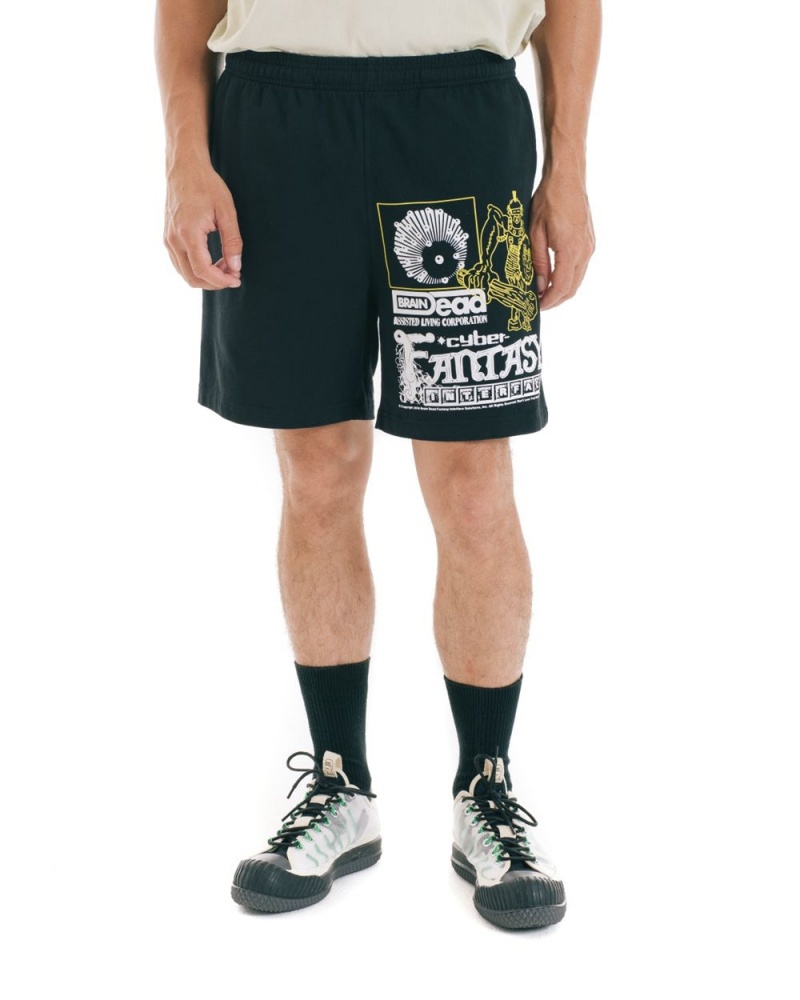 Black Brain Dead Cyber Fantasy Heavyweight Jersey Shorts | AU 9407213-DP