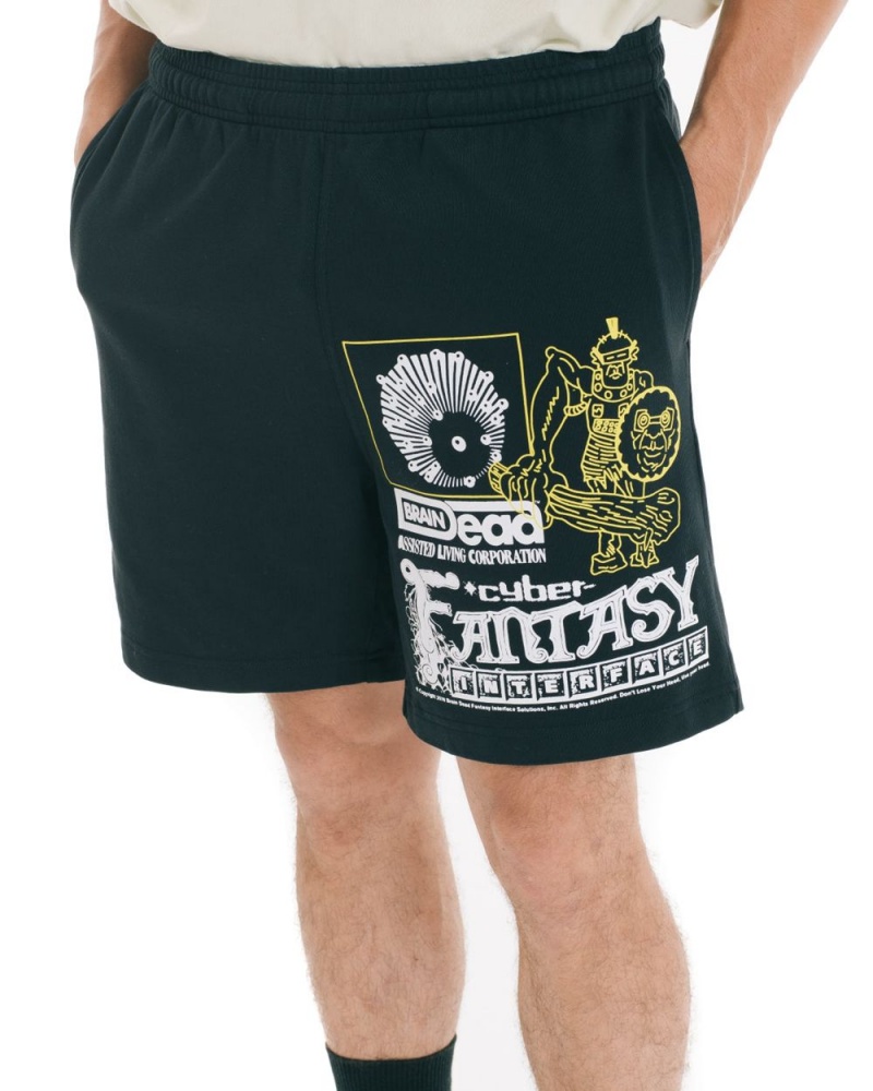 Black Brain Dead Cyber Fantasy Heavyweight Jersey Shorts | AU 9407213-DP