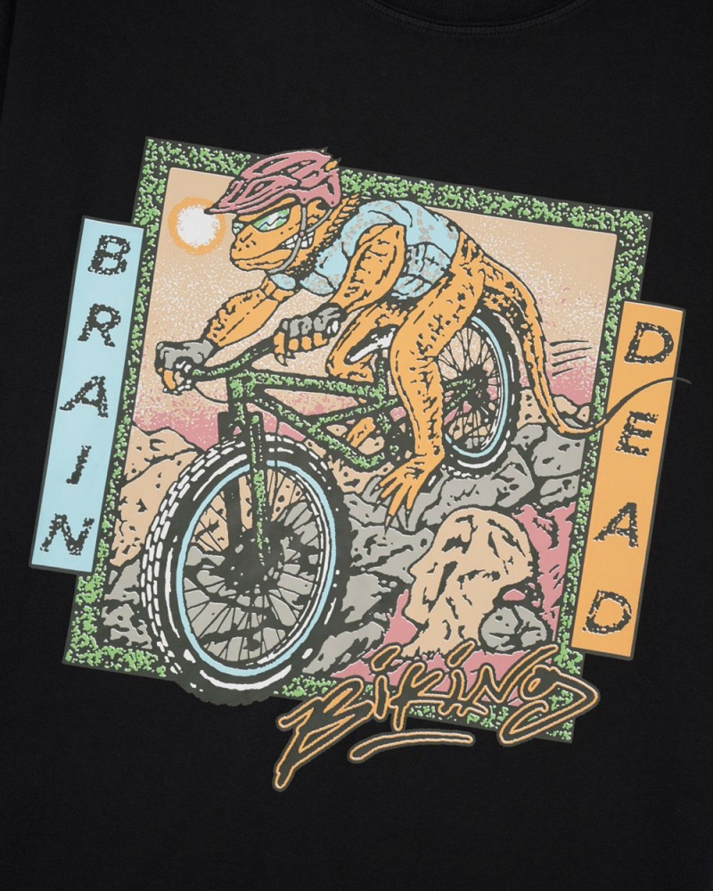 Black Brain Dead Equipment Bike Lizard T-Shirt | AU 7415236-PC