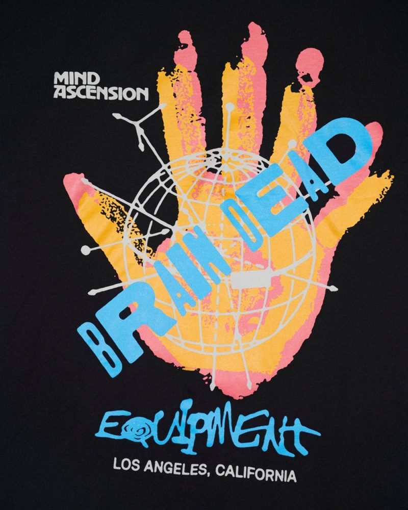 Black Brain Dead Equipment Mind Hand T-Shirt | AU 7319650-BM