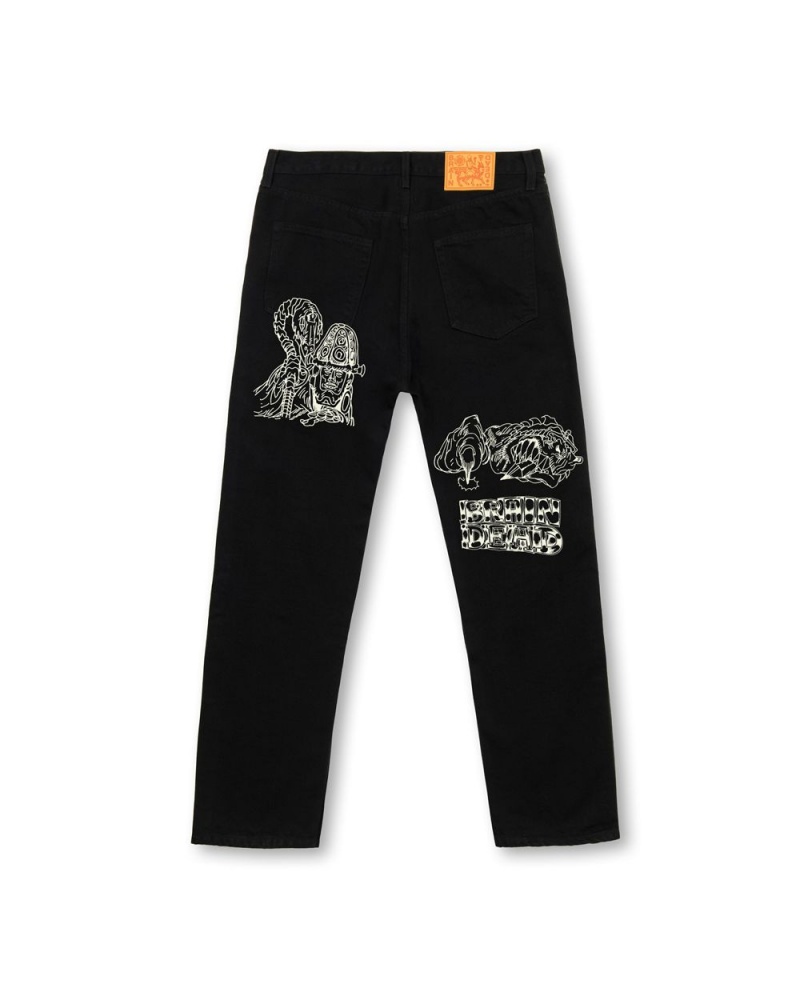 Black Brain Dead Kogan Printed Work Wear Straight Leg Denim Pant | AU 2597138-NH