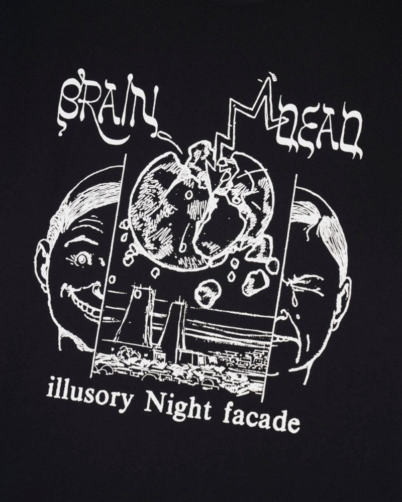 Black Brain Dead Night Facade T-Shirt | AU 5430768-HB