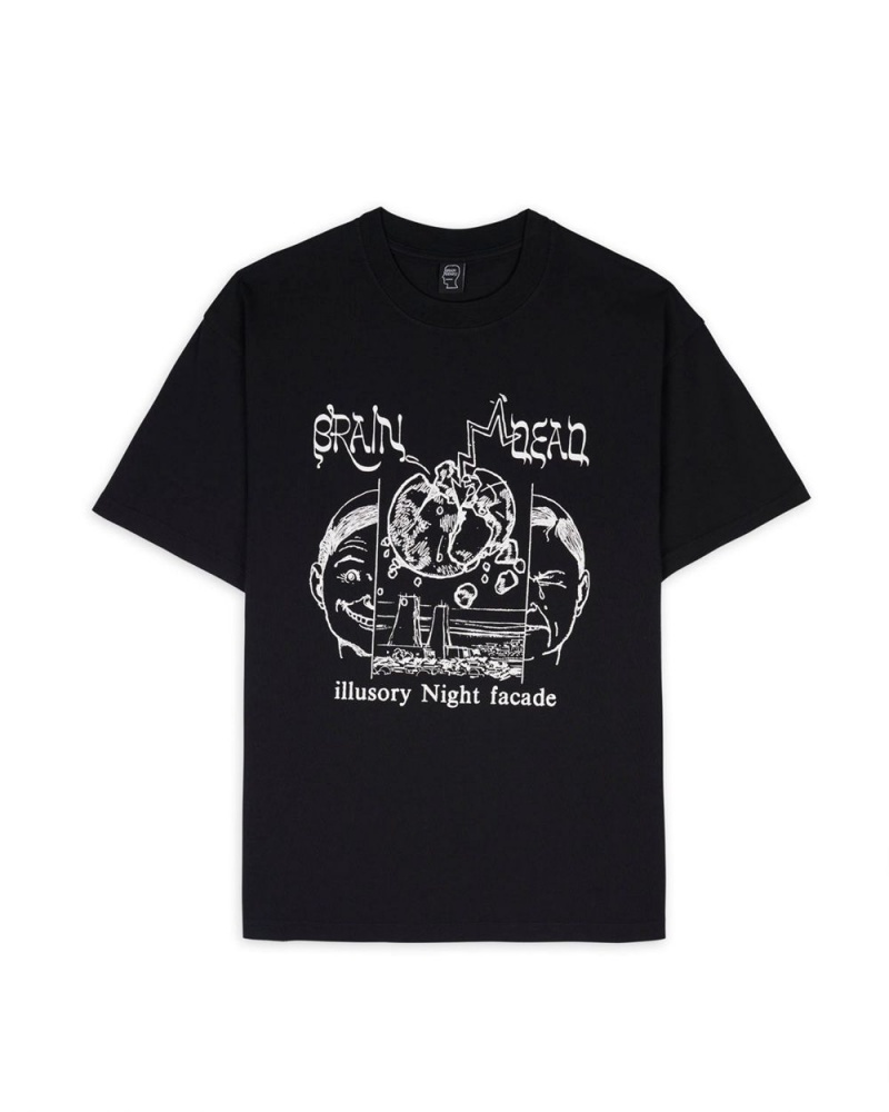 Black Brain Dead Night Facade T-Shirt | AU 5430768-HB