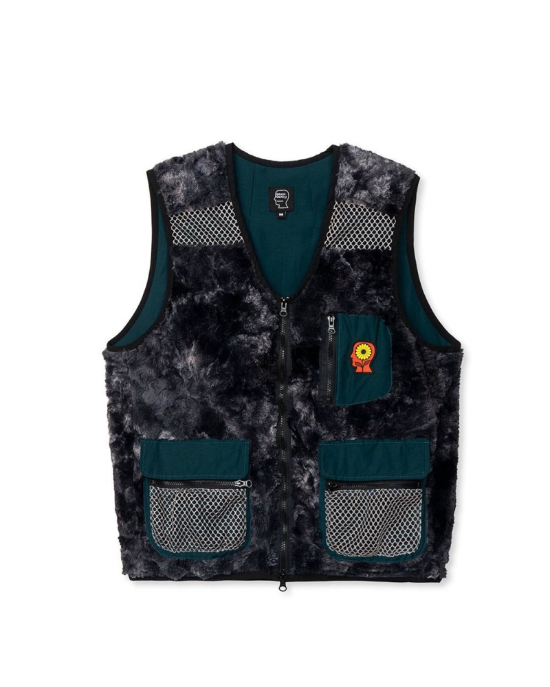 Black Brain Dead Novelty Dyed Fur Sunflower Tactical Vest | AU 5789130-GL