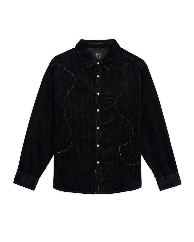 Black Brain Dead Organic Panel Ranch Shirt | AU 7560981-ZT