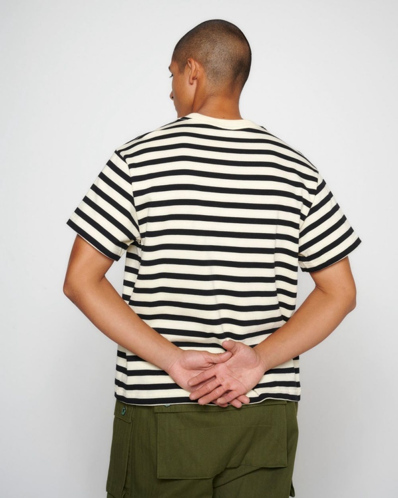 Black Brain Dead Organic Striped T-Shirt | AU 5273084-YE