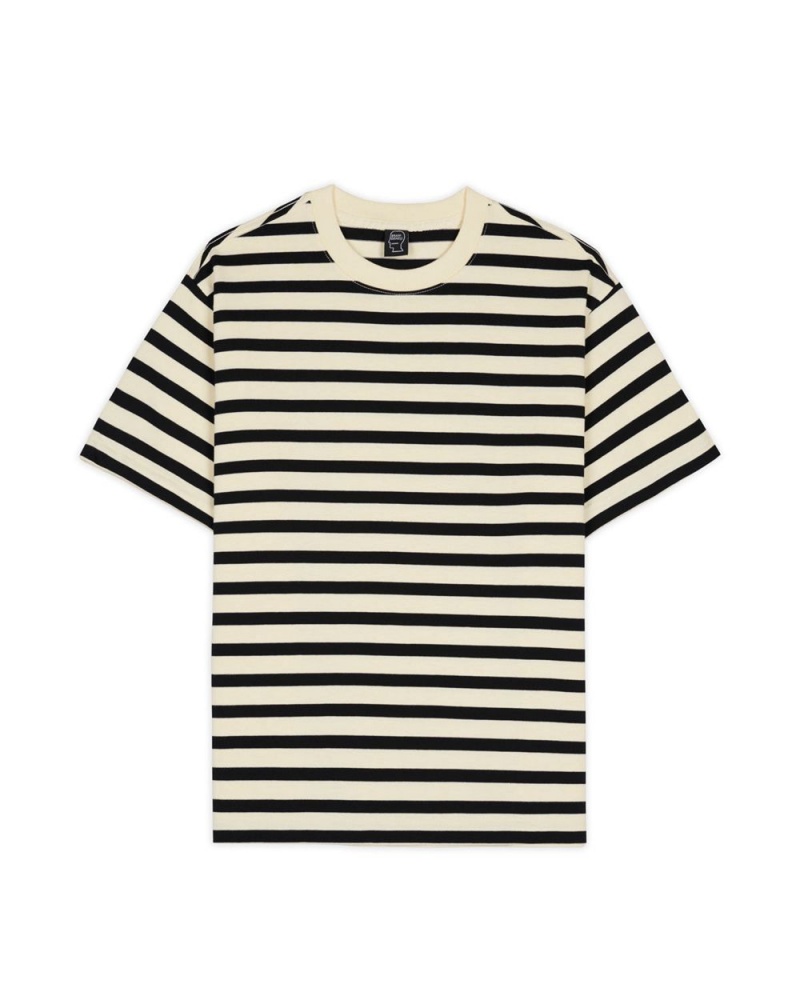 Black Brain Dead Organic Striped T-Shirt | AU 5273084-YE