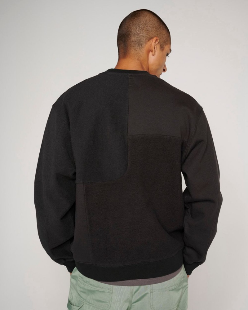 Black Brain Dead Paneled Long Sleeve Crewneck Sweatshirt | AU 7450862-KJ