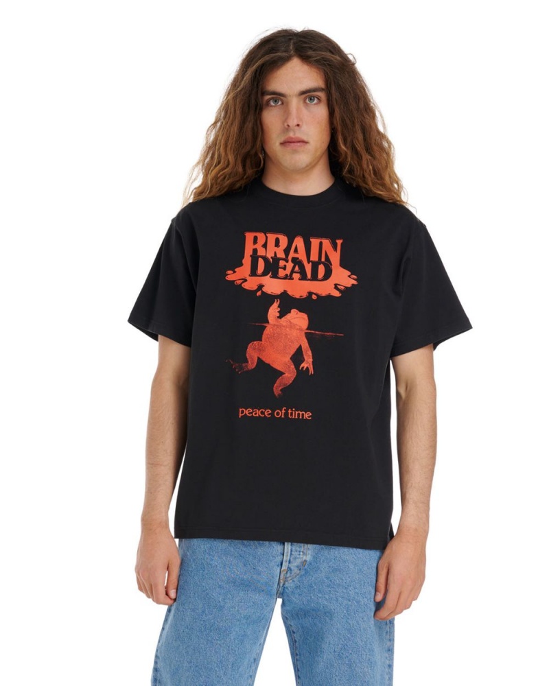 Black Brain Dead Peace Of Time T-Shirt | AU 9641305-OH