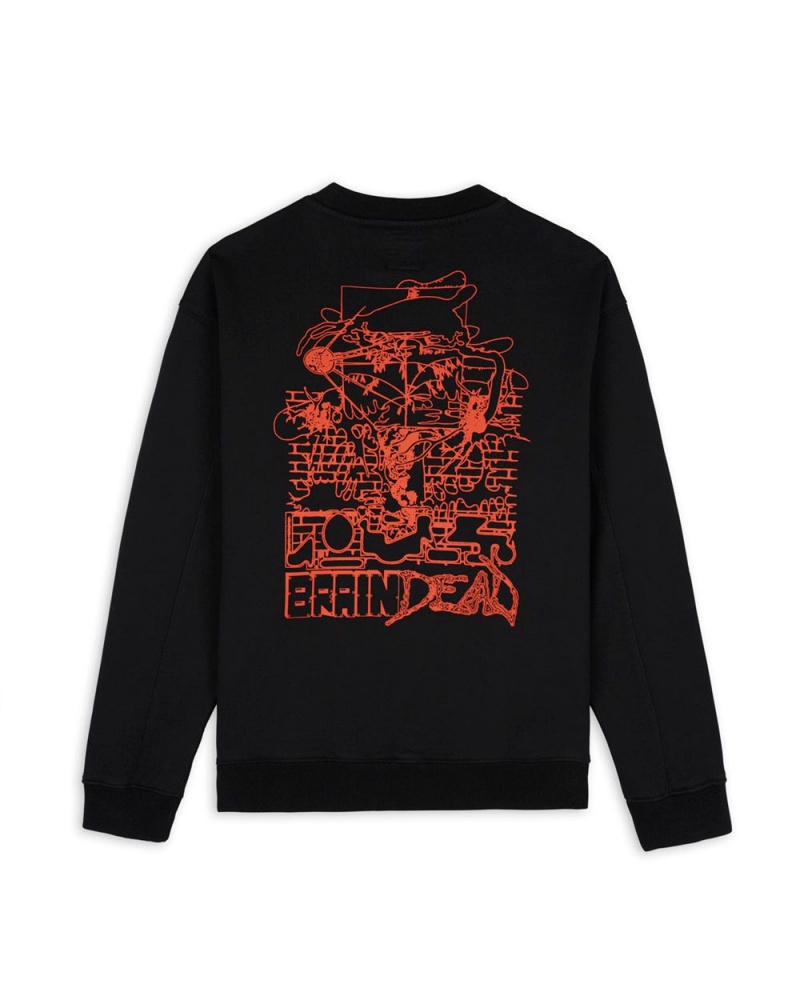 Black Brain Dead Sludge Crewneck Sweatshirt | AU 9416280-TJ