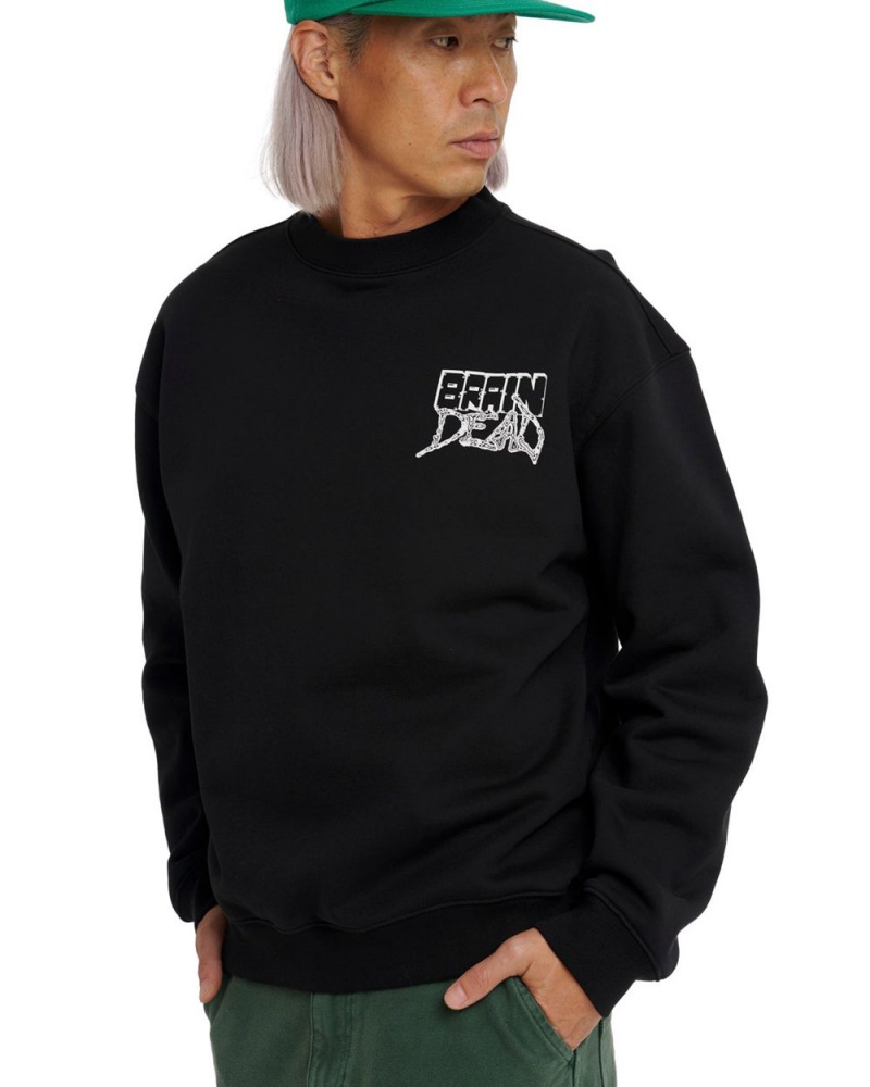 Black Brain Dead Sludge Crewneck Sweatshirt | AU 9416280-TJ