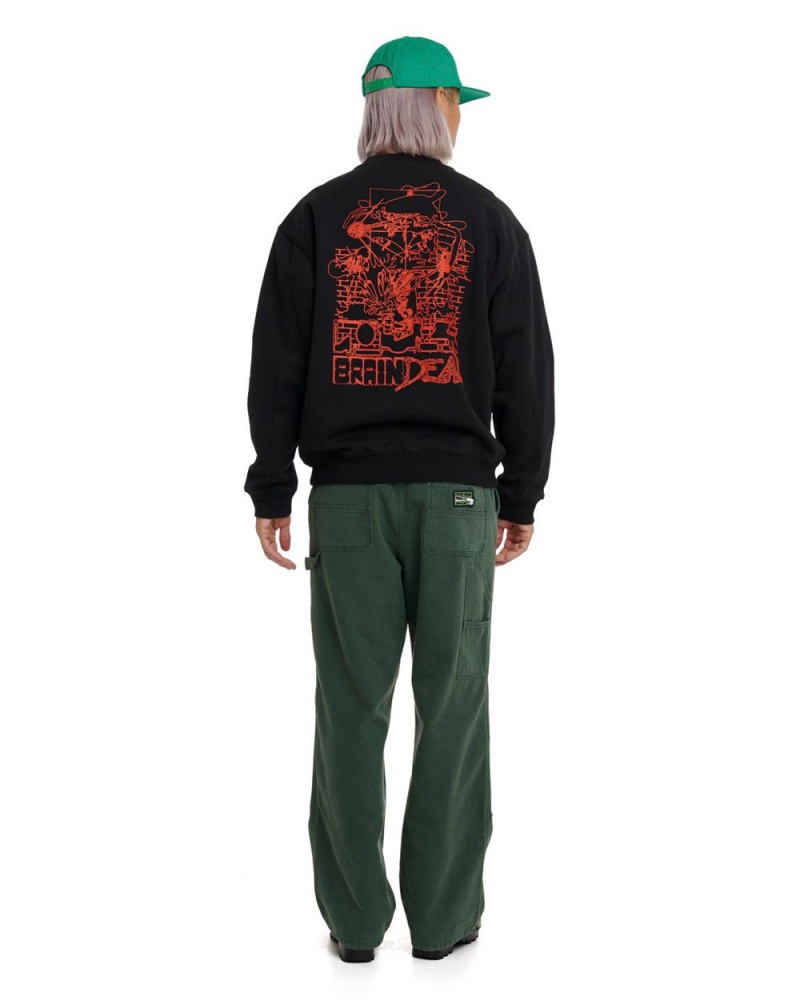 Black Brain Dead Sludge Crewneck Sweatshirt | AU 9416280-TJ