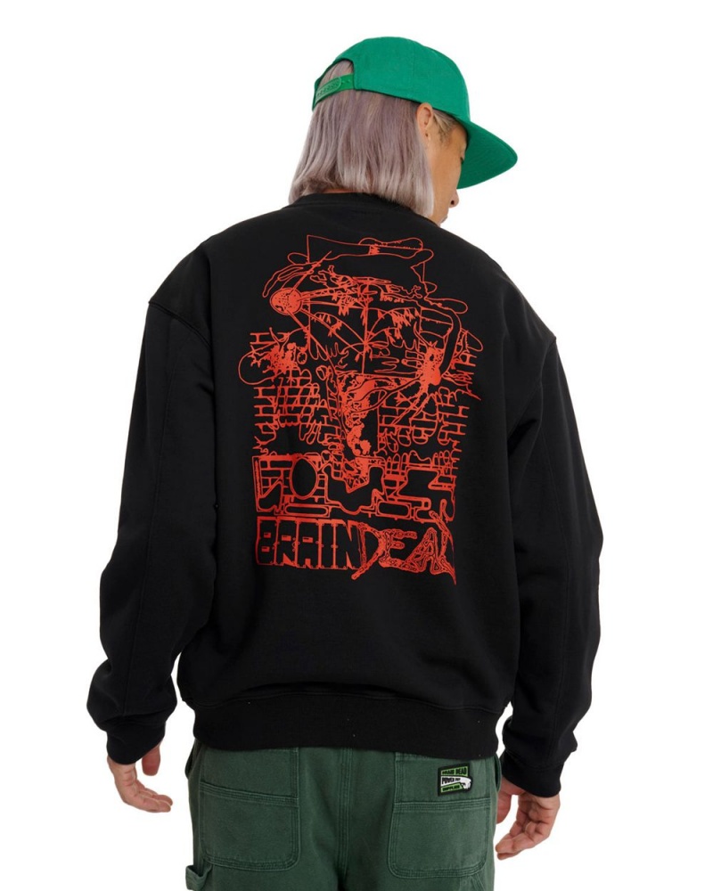 Black Brain Dead Sludge Crewneck Sweatshirt | AU 9416280-TJ