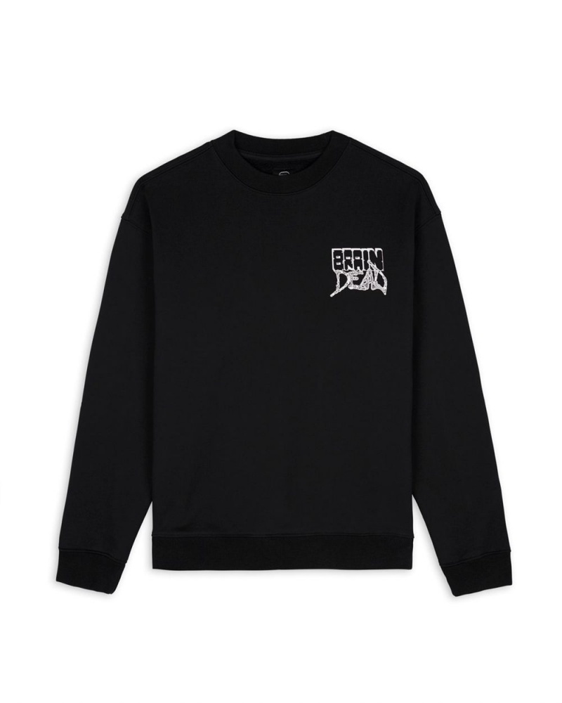 Black Brain Dead Sludge Crewneck Sweatshirt | AU 9416280-TJ