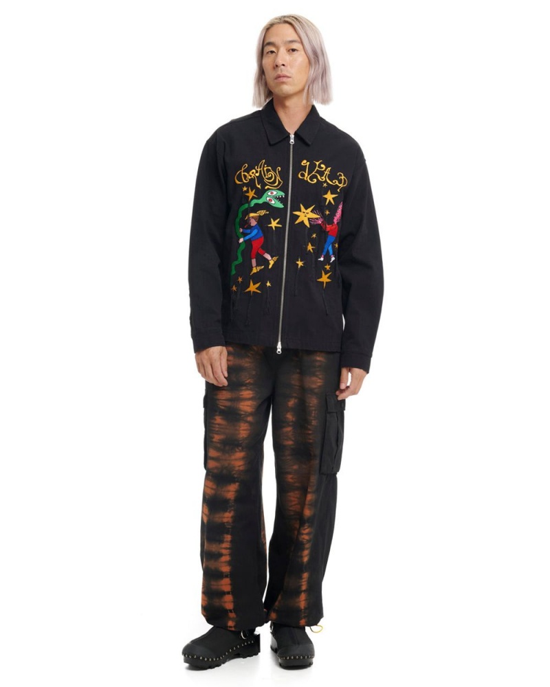 Black Brain Dead Starwalker Zip Front Shirt | AU 9172683-PJ