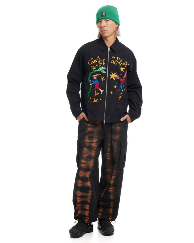 Black Brain Dead Starwalker Zip Front Shirt | AU 9172683-PJ