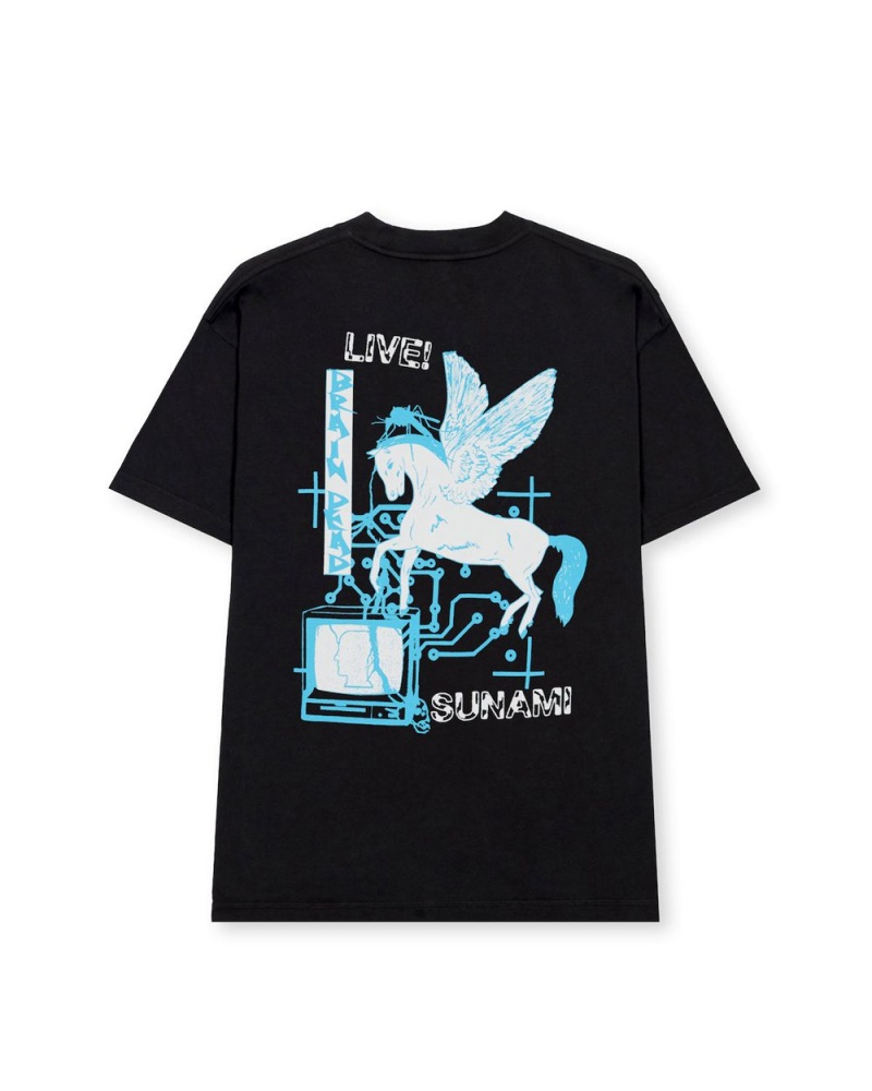 Black Brain Dead Sunami Pegasus T-Shirt | AU 2714806-UR