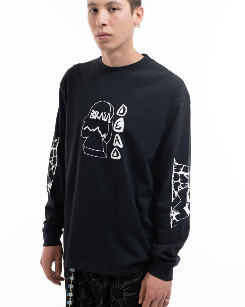 Black Brain Dead Trailhead Long Sleeve T-Shirt | AU 2934165-SW