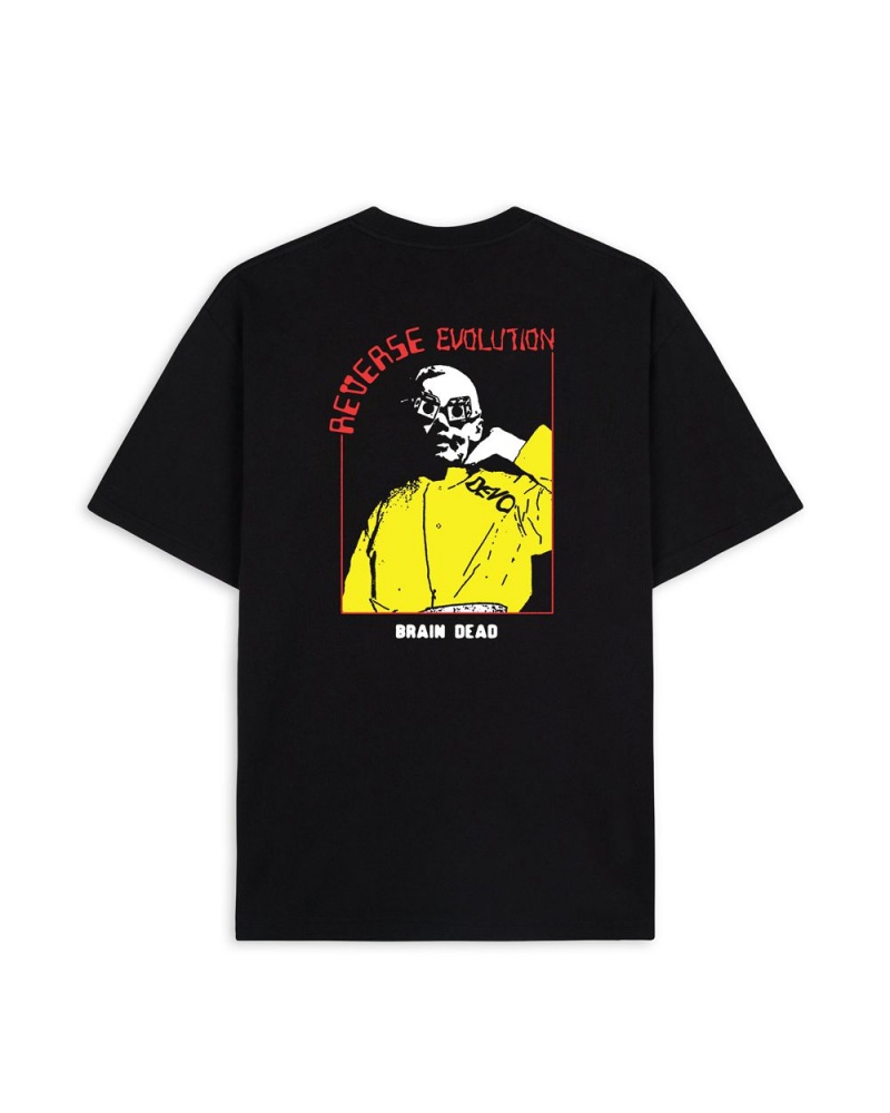 Black Brain Dead X Devo Reverse Evolution T-Shirt | AU 7389614-VD