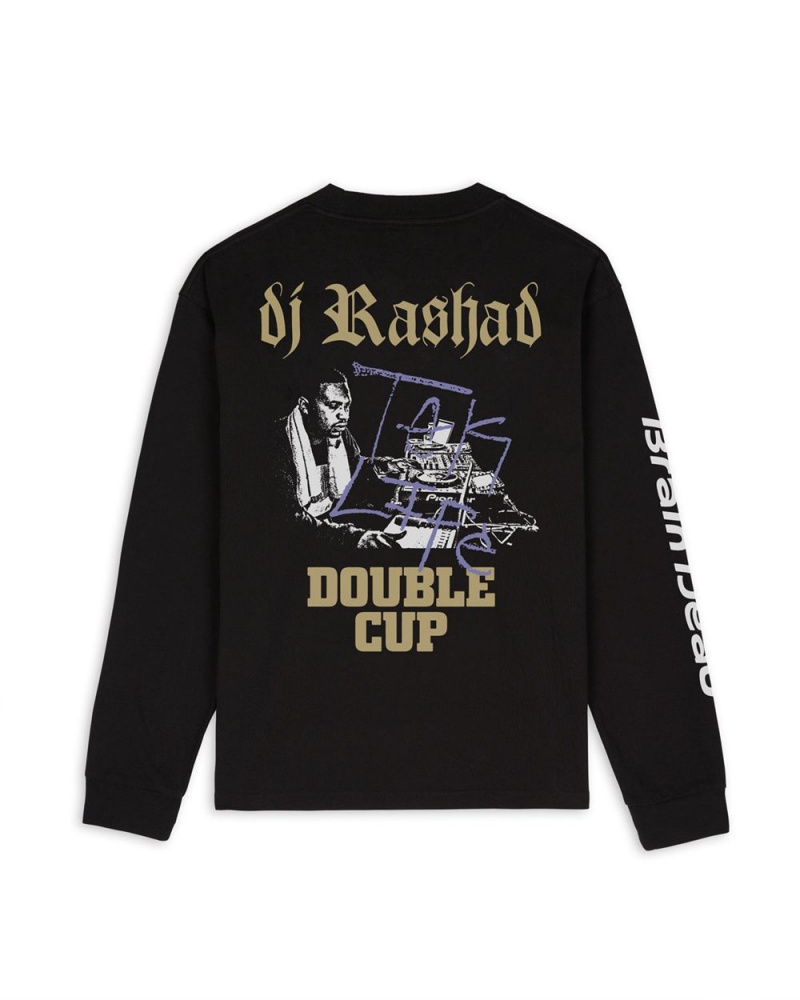 Black Brain Dead X Dj Rashad Double Cup Long Sleeve T-Shirt | AU 3147805-UF