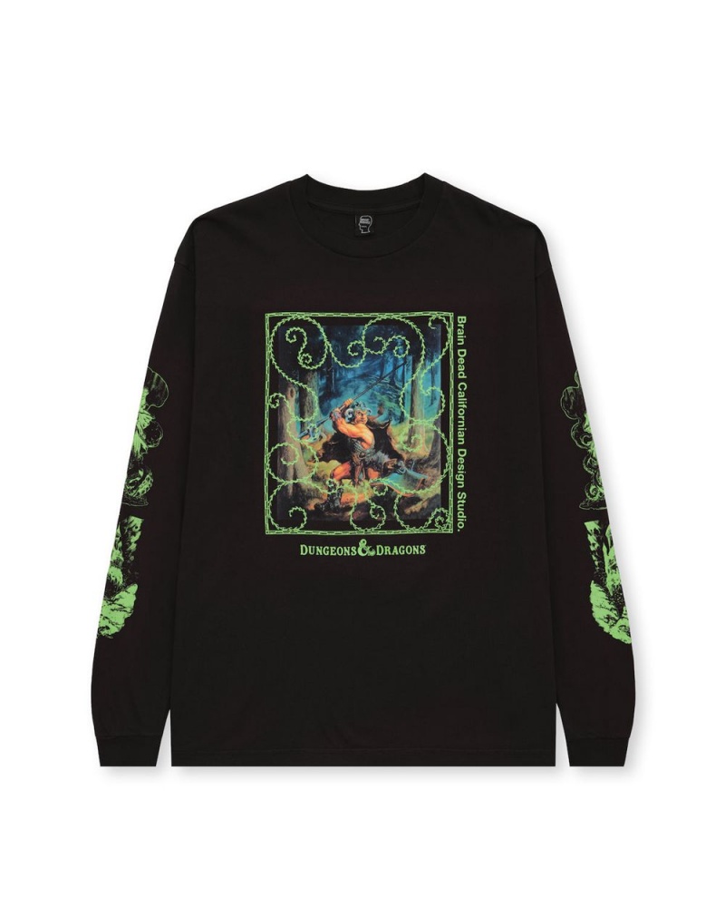 Black Brain Dead X Dungeons & Dragons Defender Long Sleeve T-Shirt | AU 0639417-KT