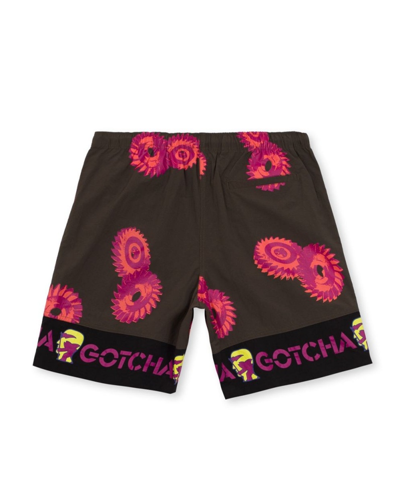 Black Brain Dead X Gotcha Blades Paneled Trunk Shorts | AU 8405392-KT