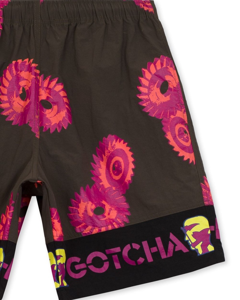 Black Brain Dead X Gotcha Blades Paneled Trunk Shorts | AU 8405392-KT