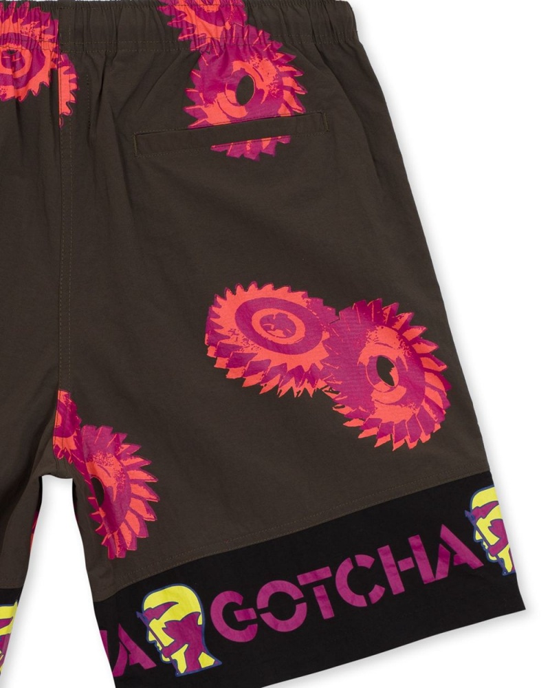 Black Brain Dead X Gotcha Blades Paneled Trunk Shorts | AU 8405392-KT