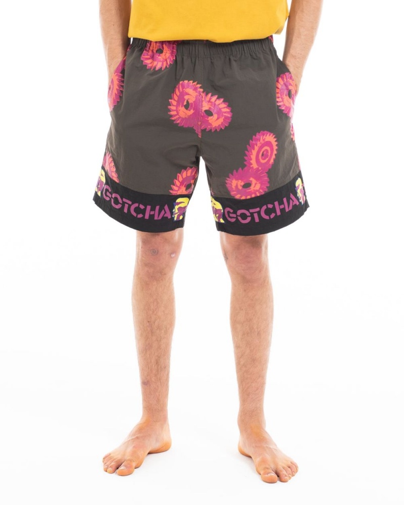 Black Brain Dead X Gotcha Blades Paneled Trunk Shorts | AU 8405392-KT