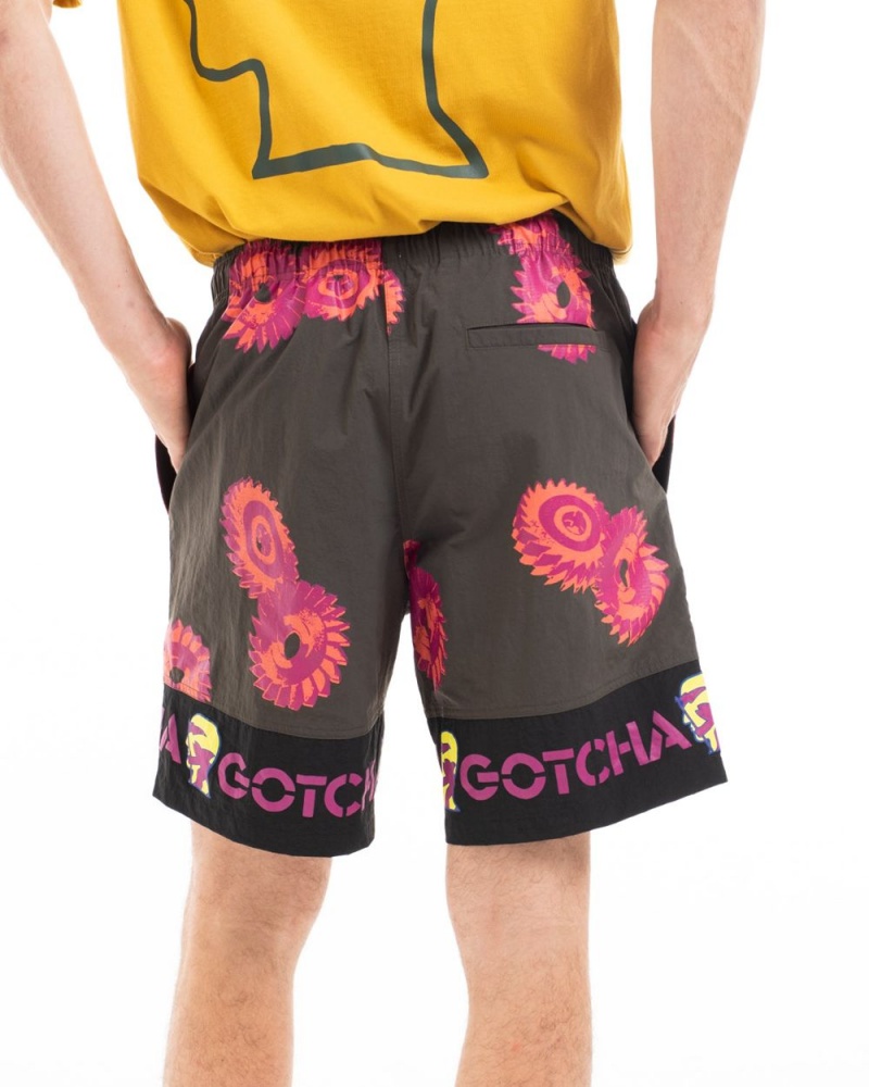 Black Brain Dead X Gotcha Blades Paneled Trunk Shorts | AU 8405392-KT