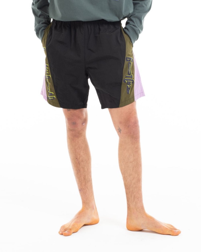 Black Brain Dead X Gotcha Contrast Paneled Trunk Shorts | AU 0786132-NR