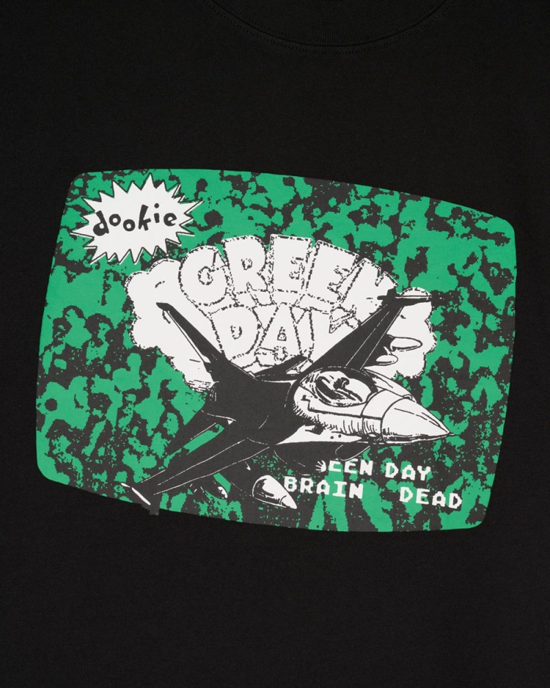 Black Brain Dead X Green Day Airplane T-Shirt | AU 1379485-ME