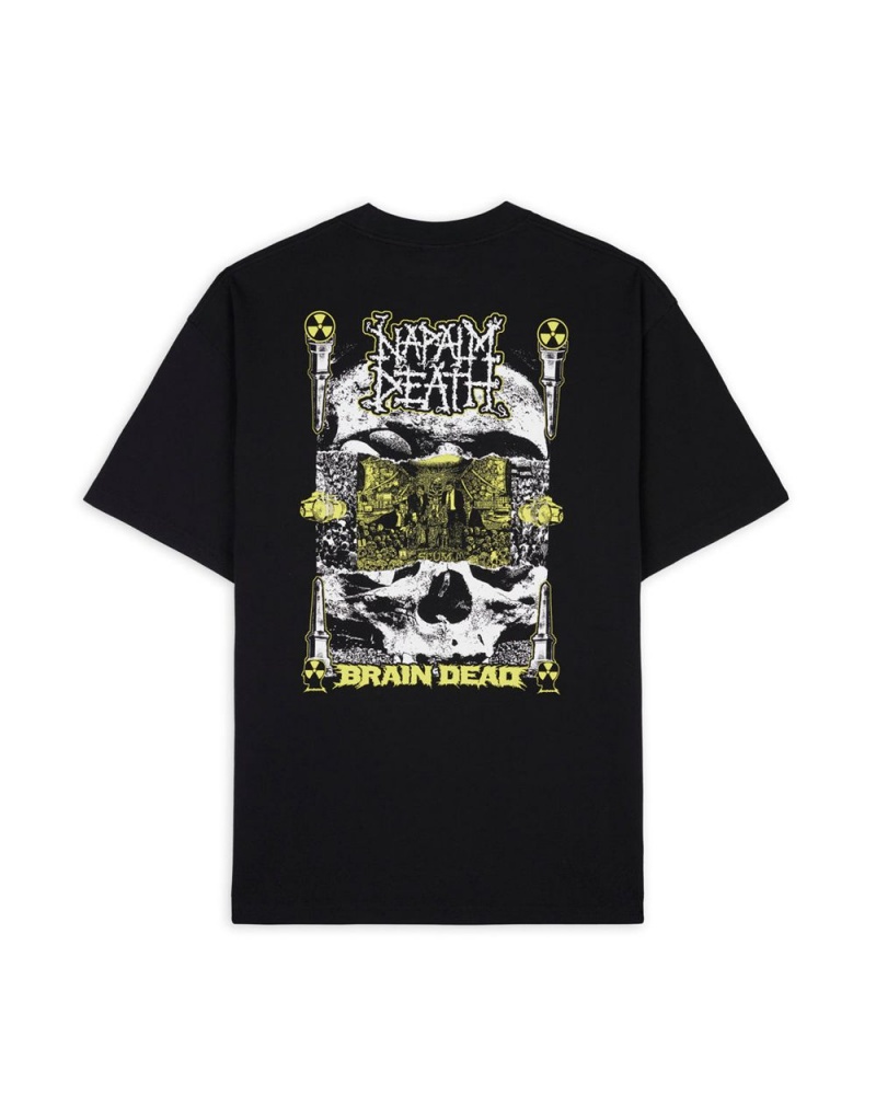 Black Brain Dead X Napalm Death Nuclear Scum T-Shirt | AU 1482579-QY