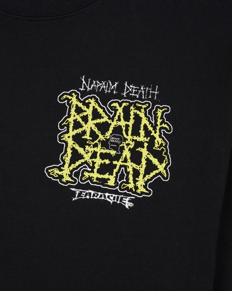 Black Brain Dead X Napalm Death Nuclear Scum T-Shirt | AU 1482579-QY