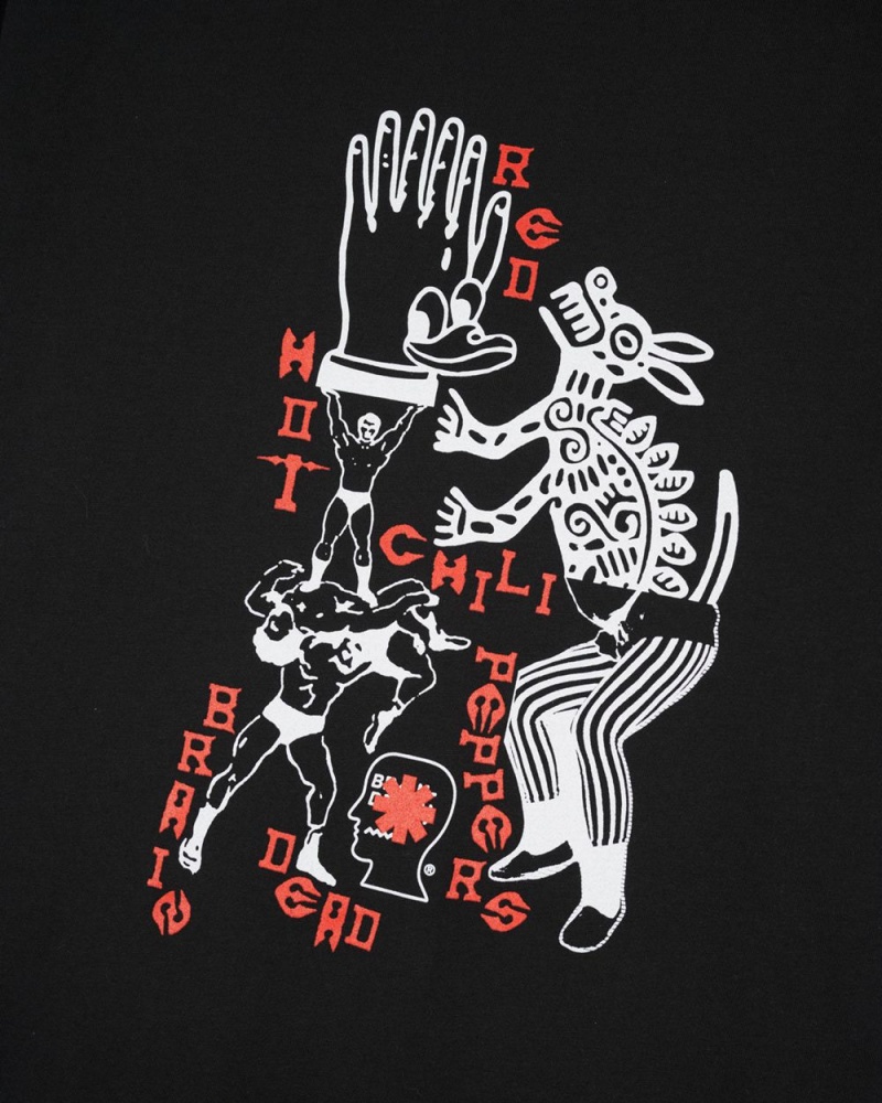 Black Brain Dead X Red Hot Chili Peppers Dog Dance T-Shirt | AU 2318645-YP