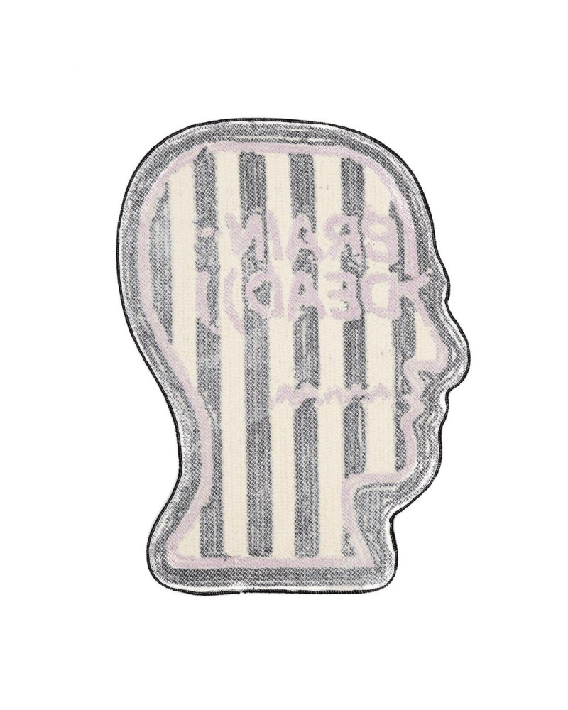 Black White Brain Dead Logo Head Striped Rug | AU 0921476-VR