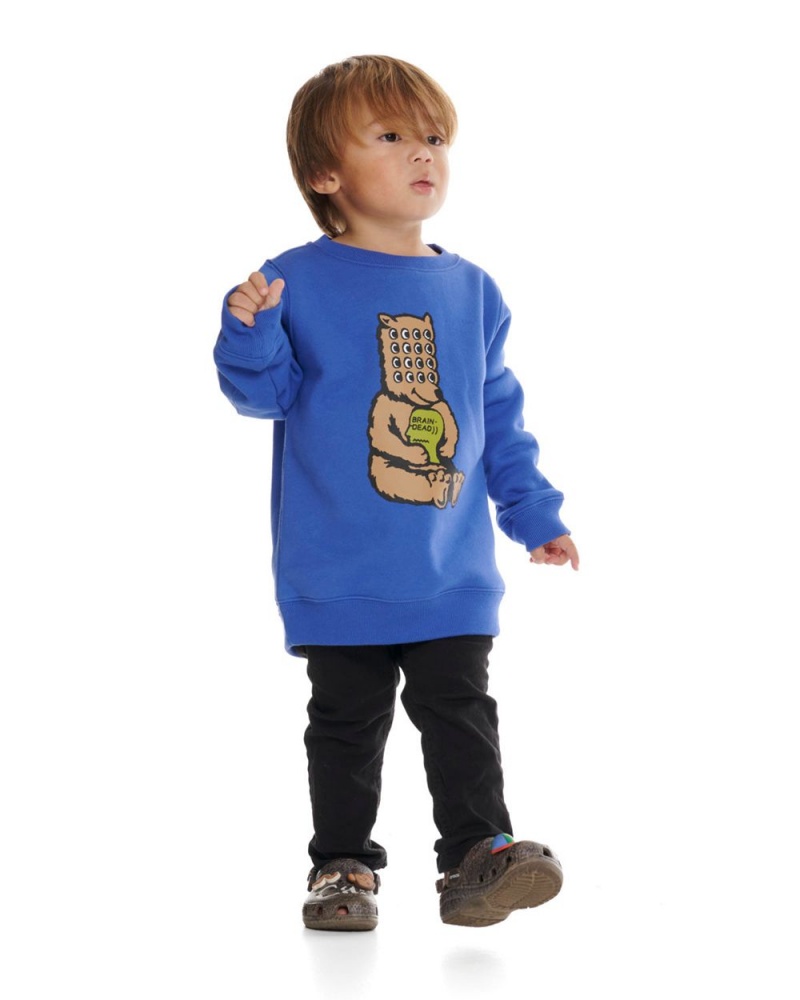 Blue Brain Dead Bear Brain Kids Crewneck Sweatshirt | AU 3671459-IC