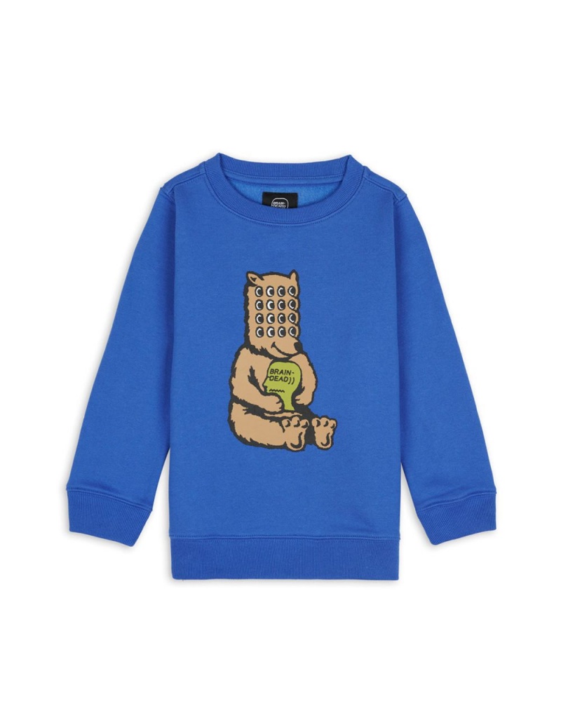 Blue Brain Dead Bear Brain Kids Crewneck Sweatshirt | AU 3671459-IC