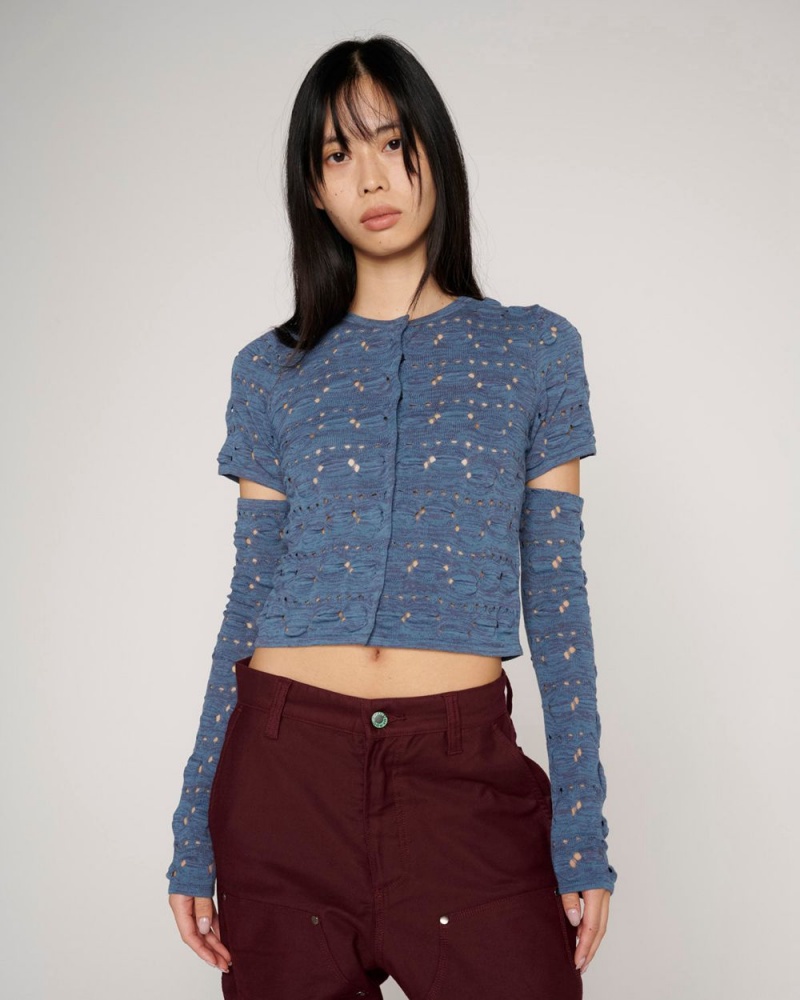 Blue Brain Dead Bubble Knit Cardigan | AU 0956278-HK