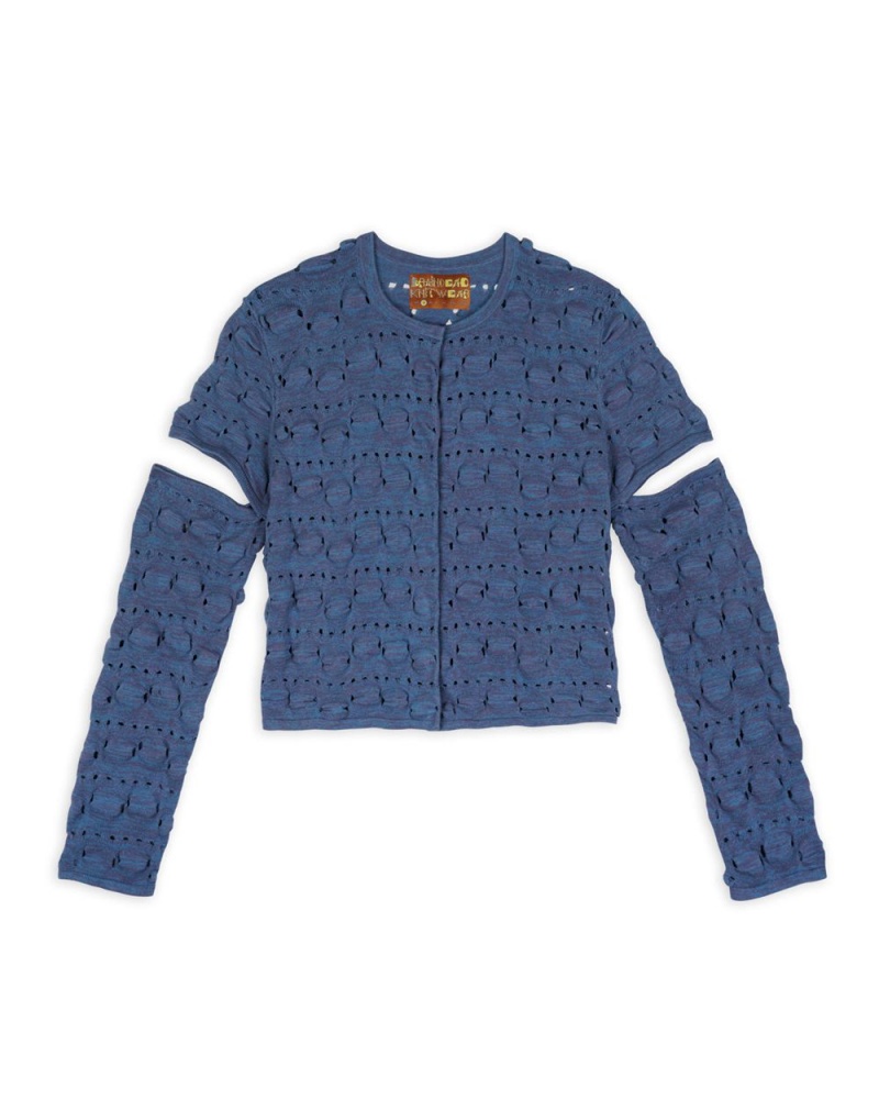 Blue Brain Dead Bubble Knit Cardigan | AU 0956278-HK