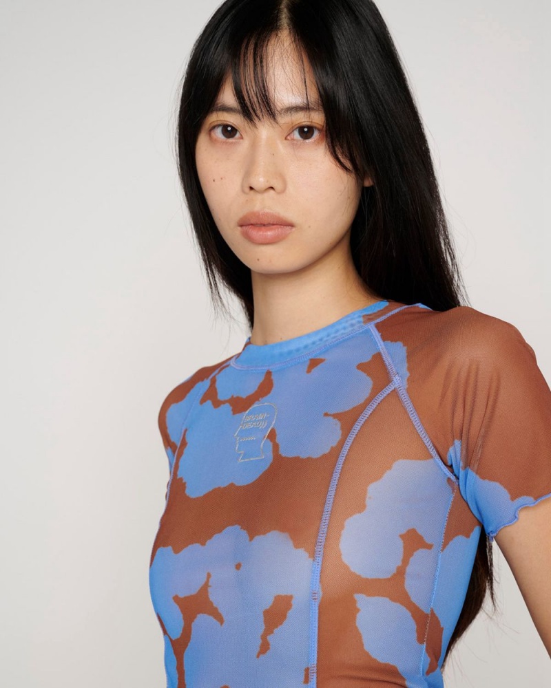 Blue Brain Dead Cloud Blob Hyper Mesh Short Sleeve Shirt | AU 5437298-JC