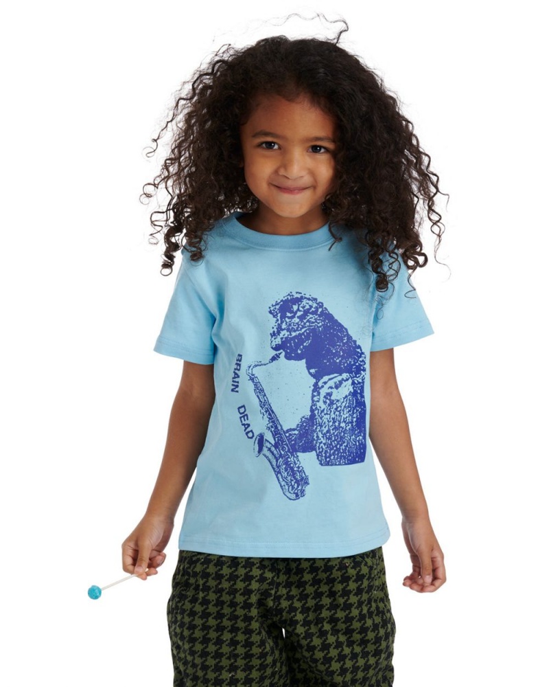 Blue Brain Dead Dino Jazz Kids T-Shirt | AU 5628709-XM