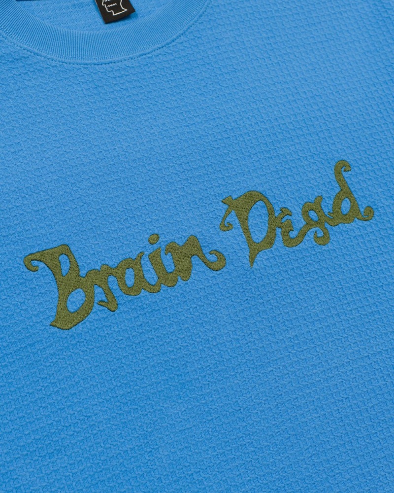 Blue Brain Dead Embroidered Waffle Long Sleeve T-Shirt | AU 8601537-SF